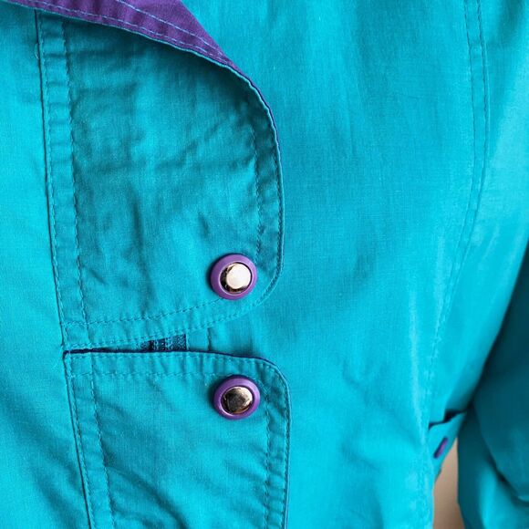 Vintage Casual Club Size Small Ski Jacket Teal Purple Lined Retro 90s Two Tone - Picture 4 of 10